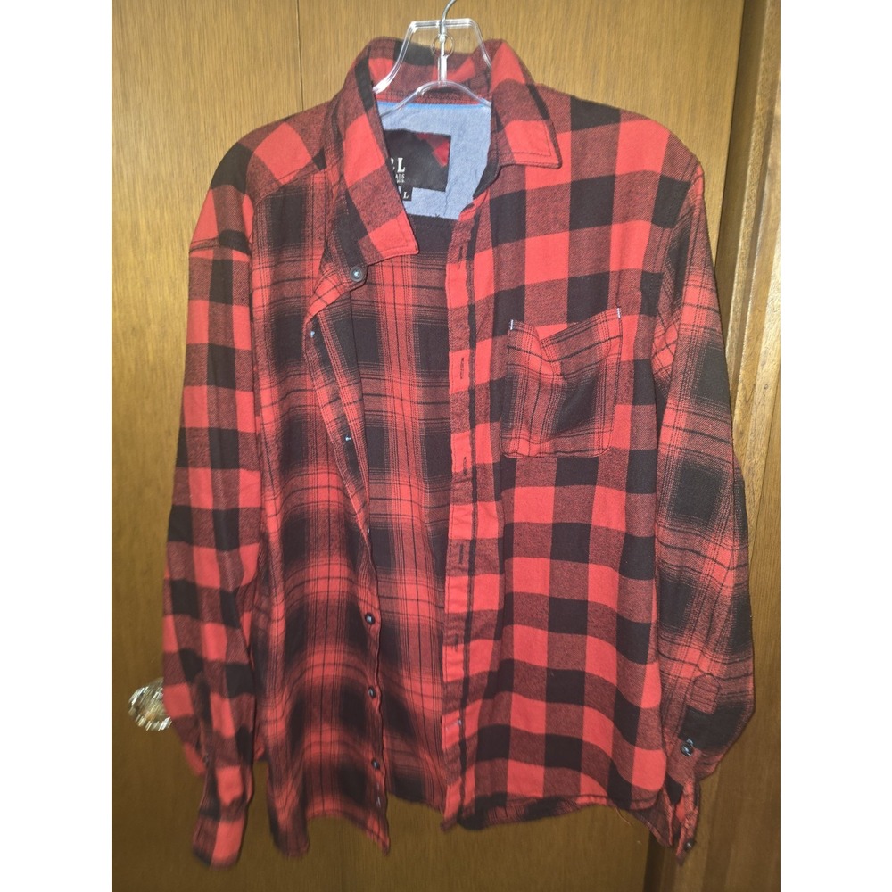 Mens Top Small Red Plaid Country Rustic Sz Large